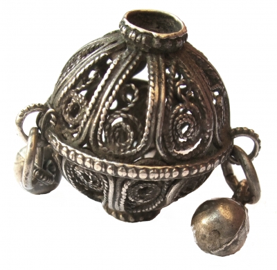 Große Filigrankugel mit Kugelanhängern Silber antik jüdisch jemenitisch Unikat 16,9 gr