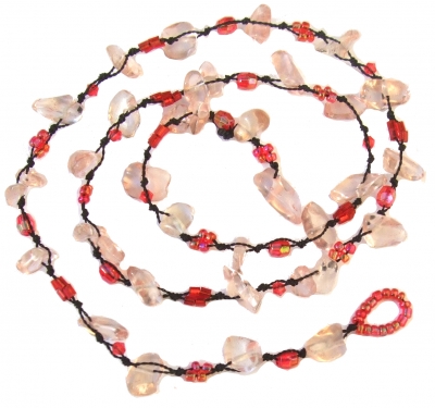 Kette 38x Rubelith geknotet rosa transparent Armband Fußkettchen