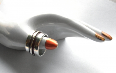 Ring Feinsilber massiv mit Kupferinlay handgearbeitestes Unikat MovingLine