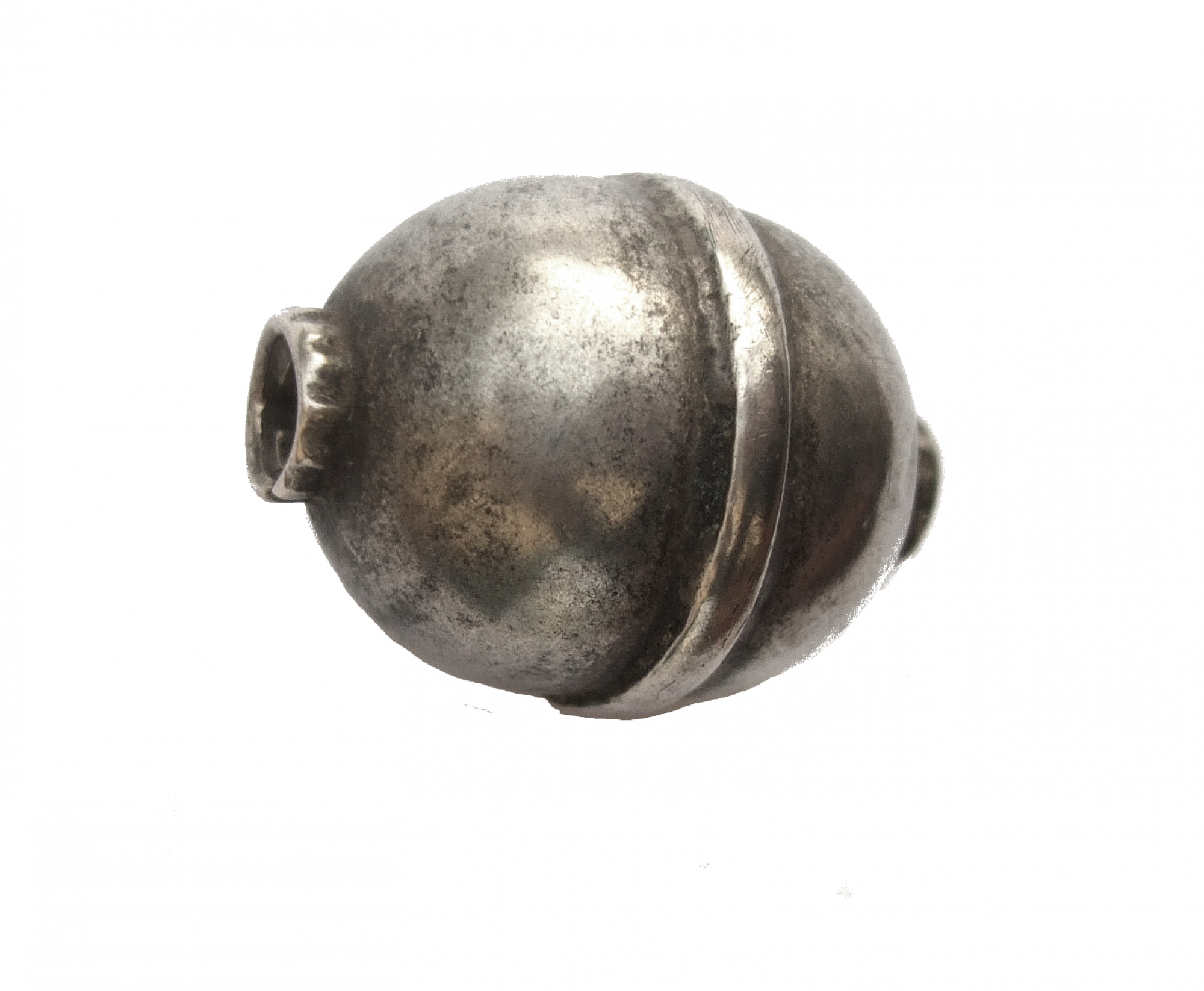 Glatte Silber Kugel Randzier Anhänger antik jüdisch jemenitisch Unikat 15 x 20 mm