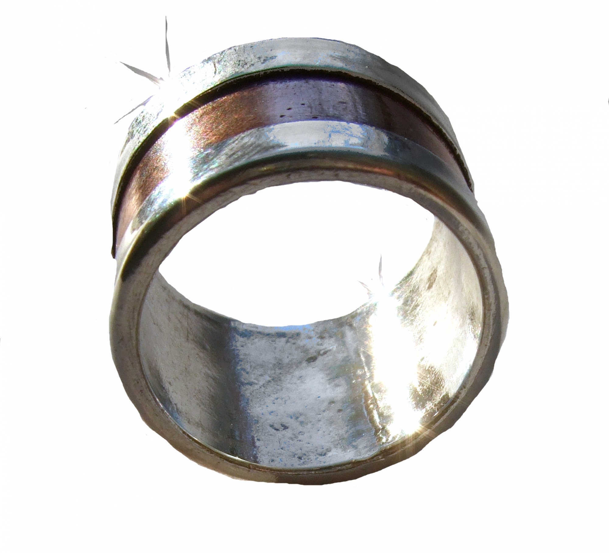 Ring Feinsilber massiv mit Kupferinlay handgearbeitestes Unikat ThreeLines