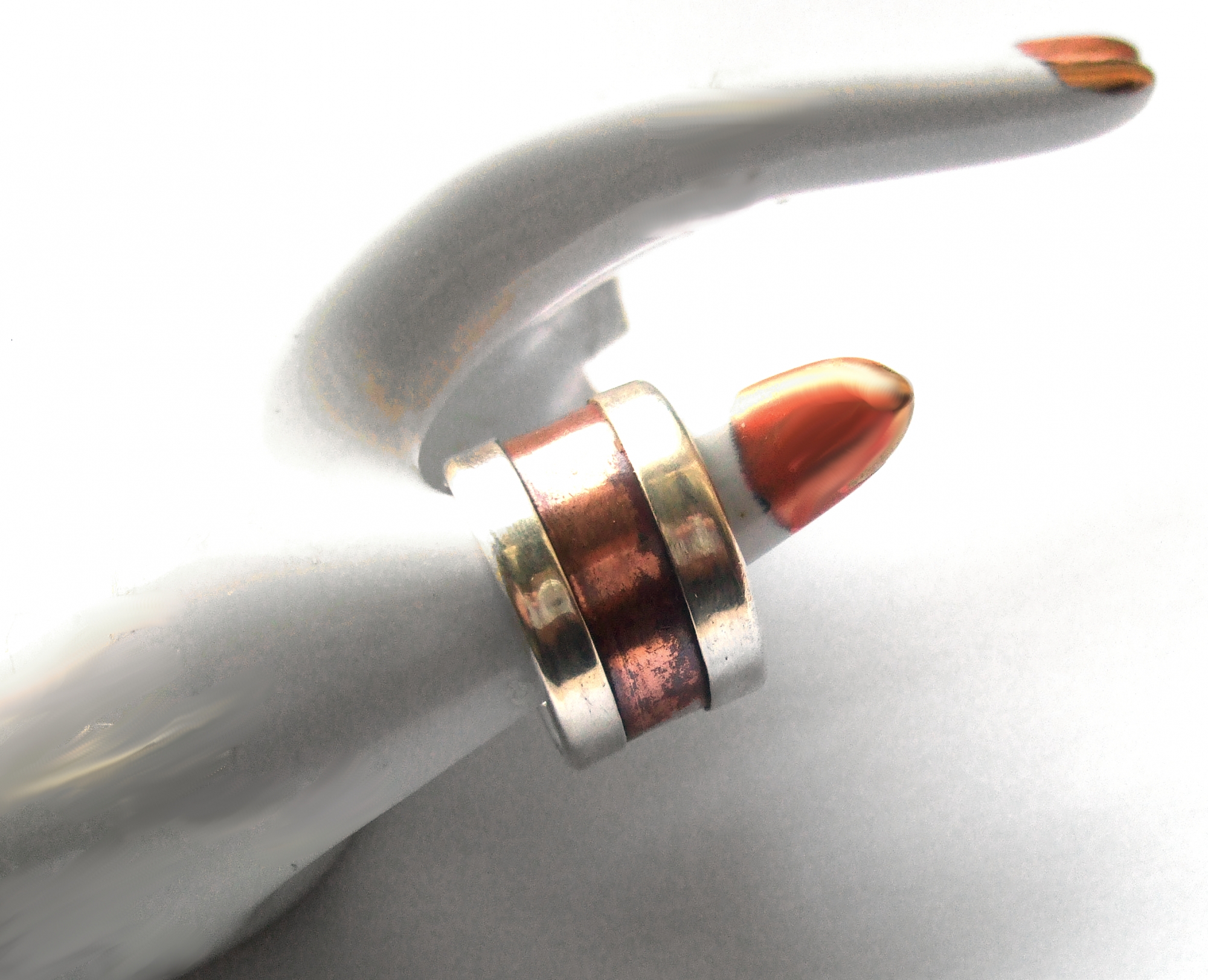 Ring Feinsilber massiv mit Kupferinlay handgearbeitestes Unikat ThreeLines